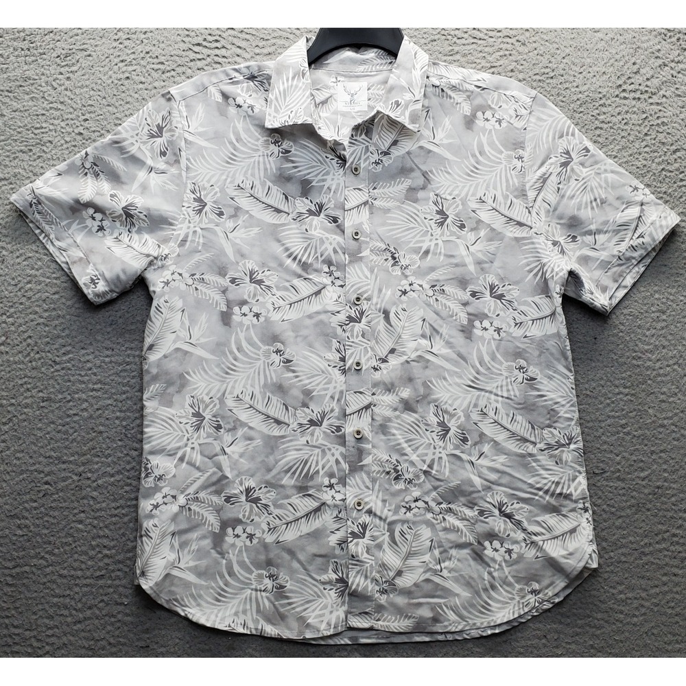 Nicoby Premium Hawaiian Shirt Mens L Multi Tropical Leaf Print Collar Button-Up